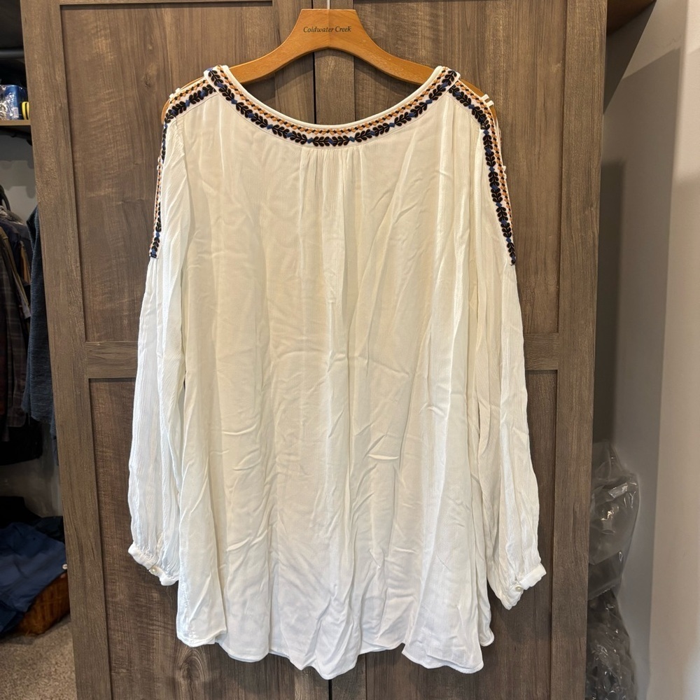 Soft Surroundings XL Boho Peasant Blouse top embroidered - Picture 2 of 12